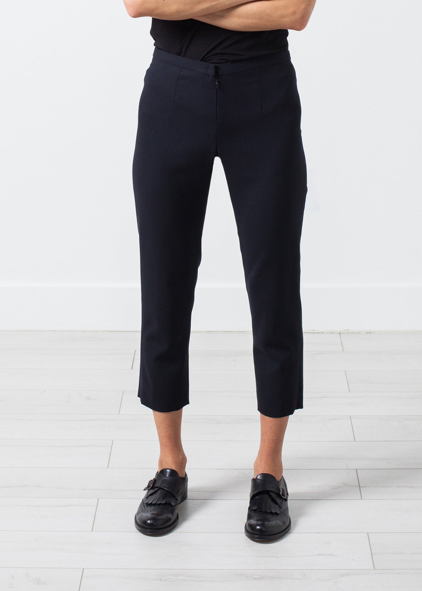 Wool Cropped Pant in Navy