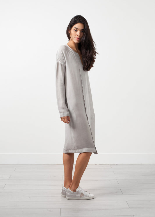 Long Sleeve Silk Dress